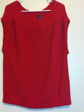 Lauren Ralph Lauren Red Scoop Neck Knit Sweater